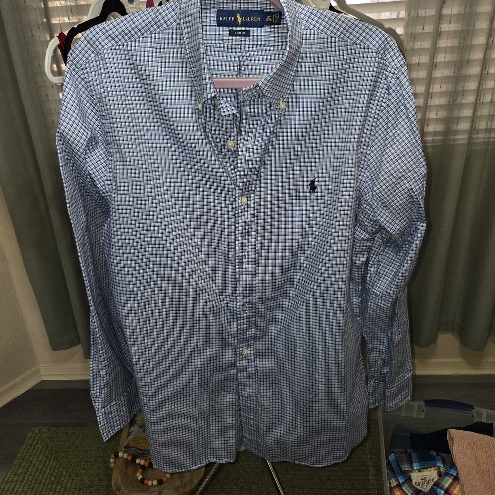 Ralph Lauren Blue Checkered Men's Shirt